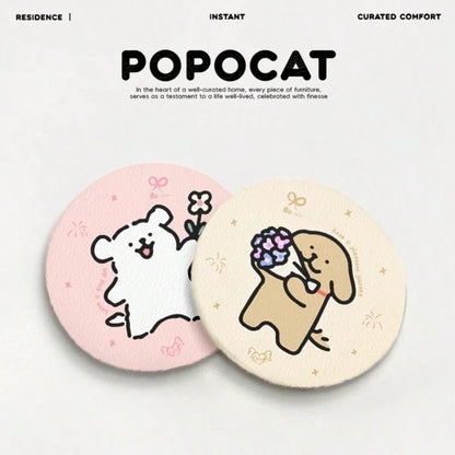 2pcs Cute Line Drawing Dog Car Cup Holder Coasters, High-End Car Interior Accessories, Couple Set
