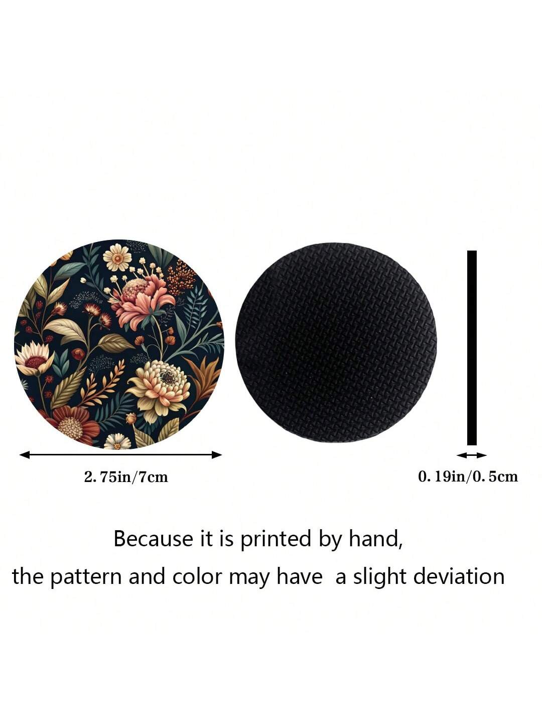 2pcs Flower Print Pattern Car Cup Coaster, Stylish Fast-Drying Non-Slip Car Cup Mat