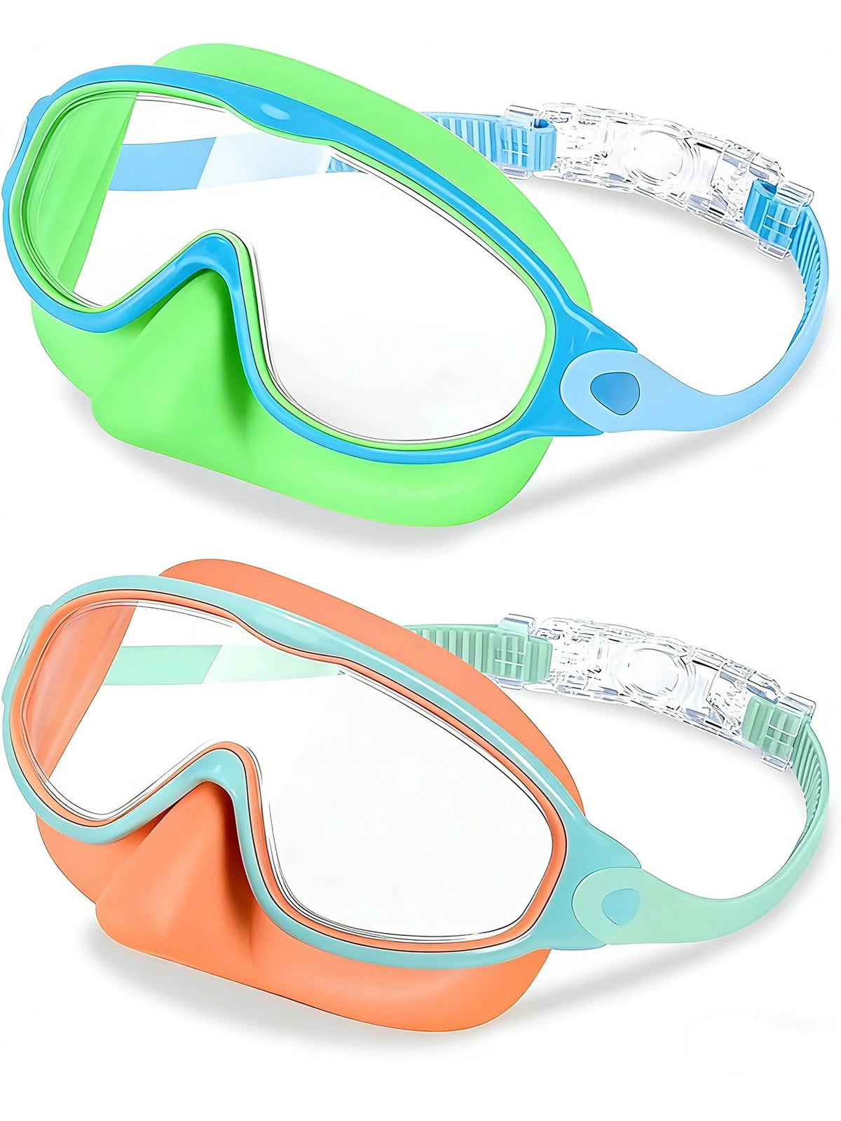2pcs Kids Swimming Goggles With Nose Clip, UV Protection Anti-Fog Swim Goggles For Boys Girls Youth Toddlers Ages 3-12, Back To School