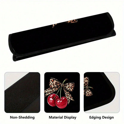 2pcs Leopard Print Bow Red Cherry Car Seatbelt Covers, Stylish Car Interior Accessories, Quick Installation And Removal, And Fashionable Design, Universal Model Suitable For Comfortable Travel, Applic