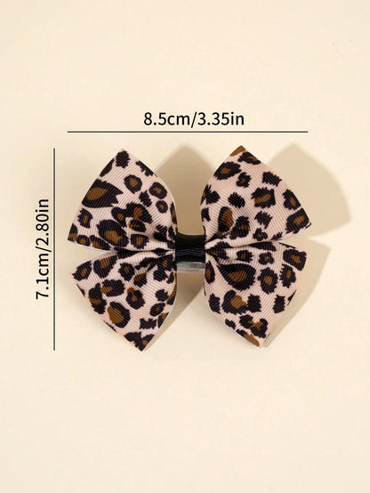 2pcs Leopard Print Hair Clips, Fashionable Leopard Alligator Clips, Exquisite Satin Ribbon Bow Hair Clips, Suitable For Girls Holiday Party Headwear, Kids Baby Hair Accessories