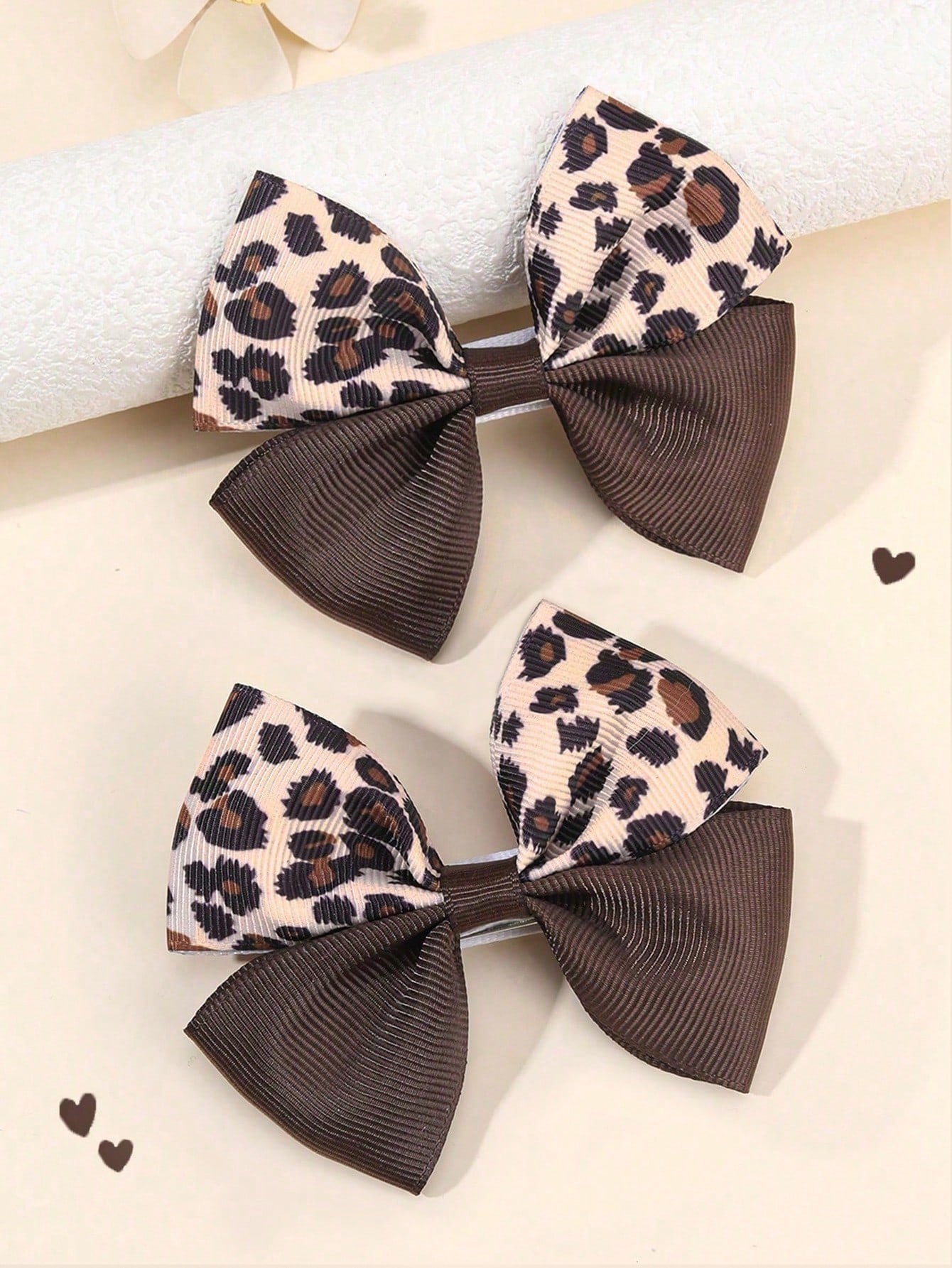2pcs Leopard Print Hair Clips, Fashionable Leopard Alligator Clips, Exquisite Satin Ribbon Bow Hair Clips, Suitable For Girls Holiday Party Headwear, Kids Baby Hair Accessories