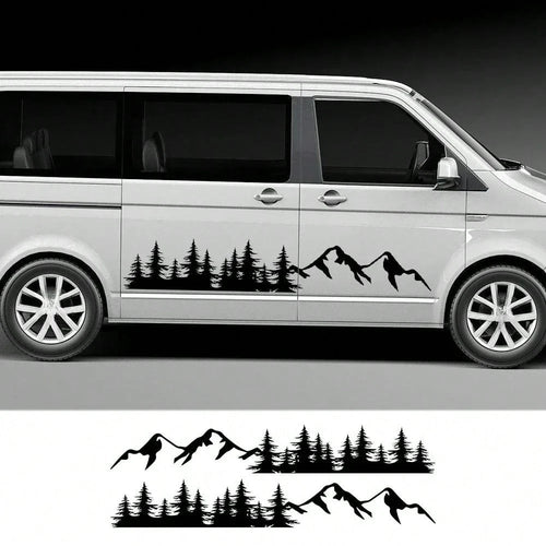 2Pcs/Lot Tree Mountain Forest Graphics Sticker Car Door Side Decoration Vinyl Decor Decal Auto Tuning Accessories