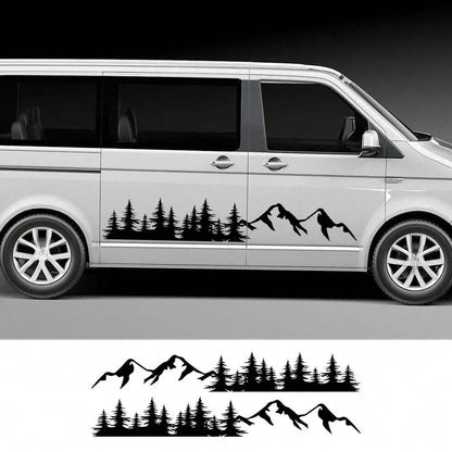 2Pcs/Lot Tree Mountain Forest Graphics Sticker Car Door Side Decoration Vinyl Decor Decal Auto Tuning Accessories