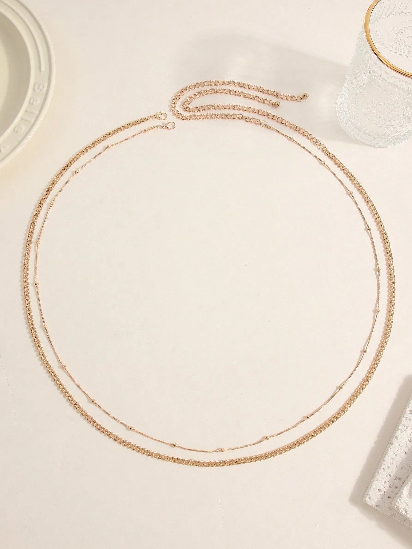2pcs Minimalist Sexy Metal Chain Double Layer Waist Chain For Women, Beach Bikini Body Chain Halloween Summer, School Fall, Autumn, Halloween