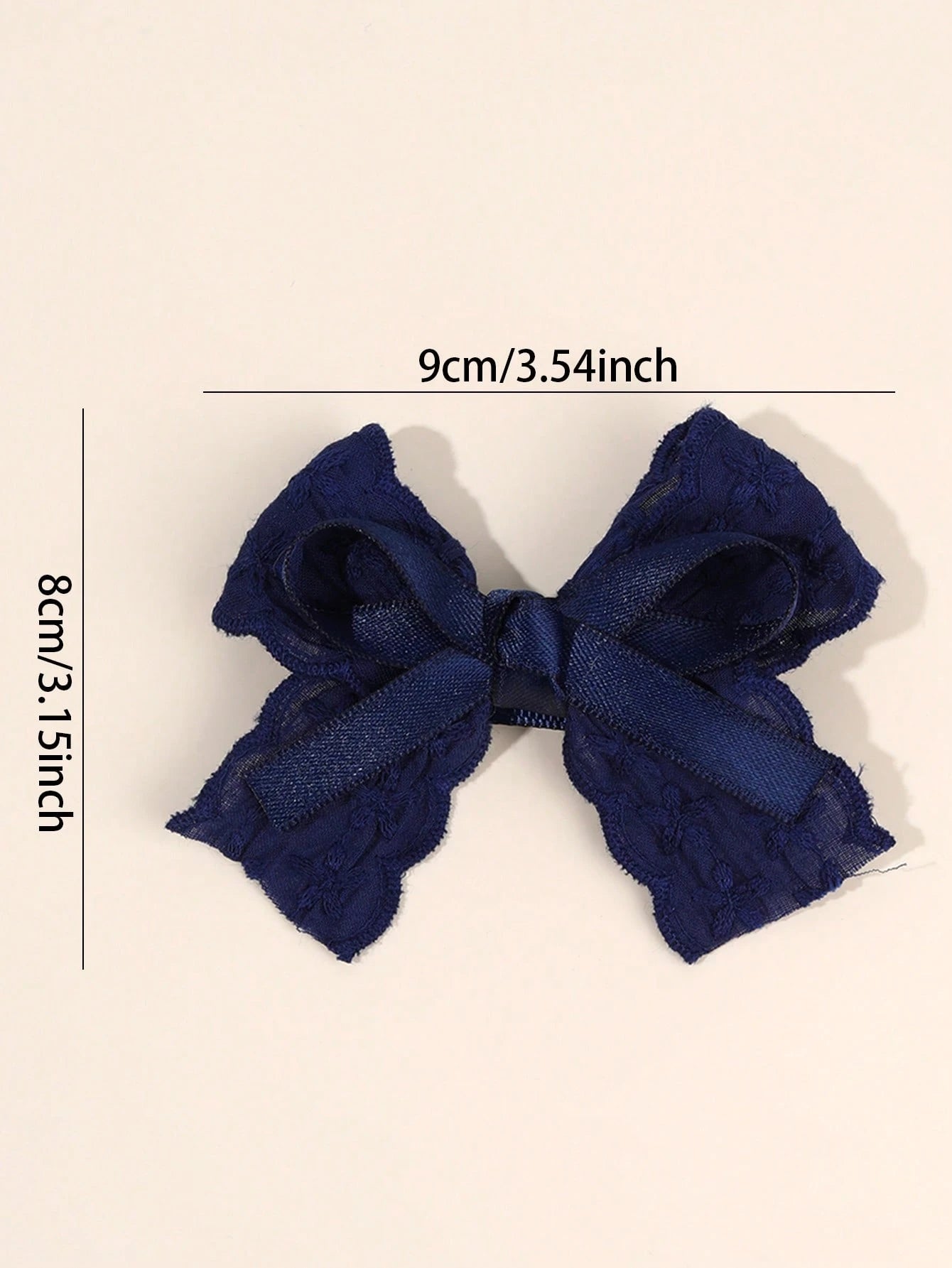 2pcs Navy Blue Girls Hair Clips, Navy Embroidered Flower Bow Hair Clips, Solid Color Satin Bow Alligator Clips, Girls Fabric Lace Bow Hair Barrettes, Wedding Party Hair Accessories, Baby Hair Decorati