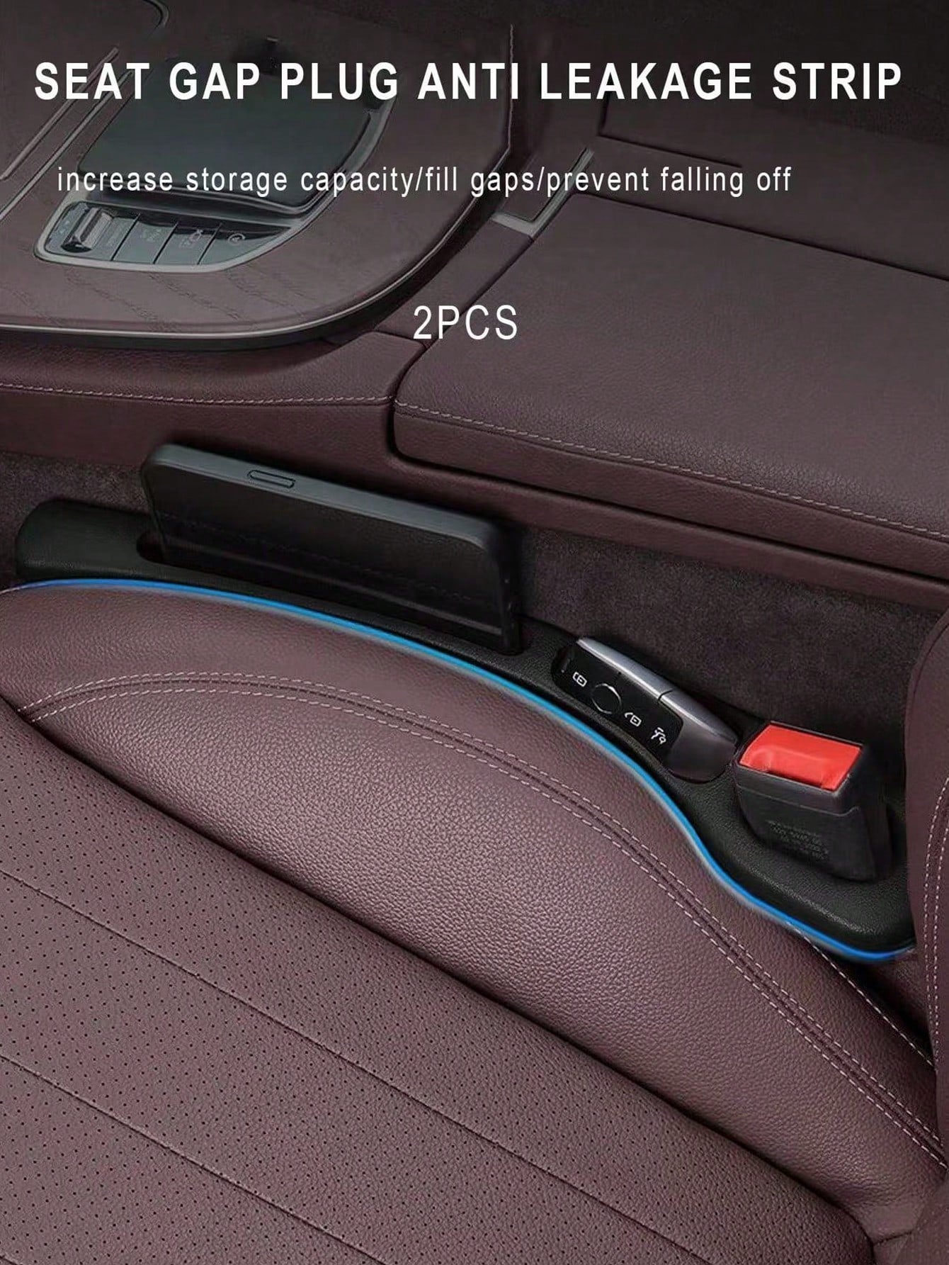 2pcs New Black Car Seat Gap Filler Crevice Organizer Storage Accessories