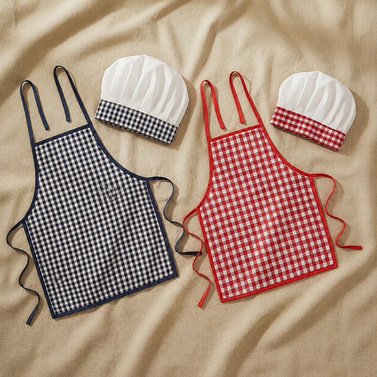 2pcs Newborn Photography Props, Includes Apron And Chef Hat, Kitchen Cooking Theme Photo Props For Baby Boys And Girls, Plaid Pattern Chef Outfit, Milestone Commemoration, Baby Party Gift