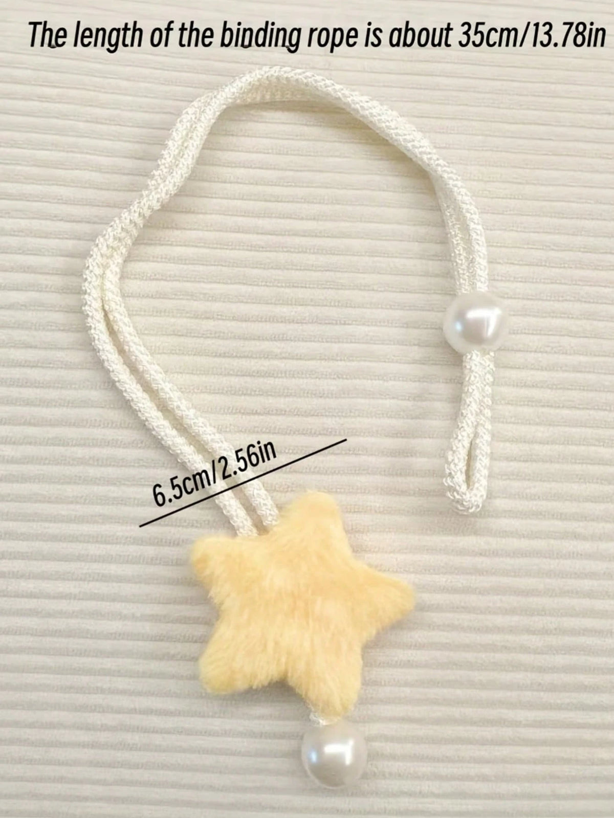 2pcs Pearl Tone Plush 3D Star Curtain Tie Backs, Minimalist Faux Pearl Curtain Tiebacks, Sheer Curtain Rope