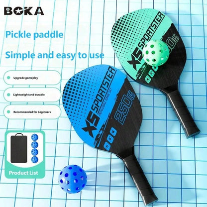 2pcs Pickleball Paddle Set, Includes 4 Pickleballs And Portable Storage Bag, Lightweight Fiberglass Paddles, Comfortable Grip, Suitable For Beginners And Adults Indoor/Outdoor Sports Training Complete