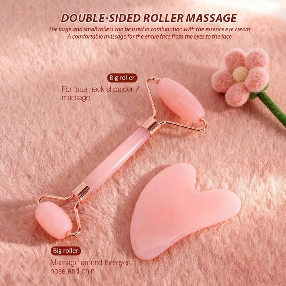 2pcs Pink Heart-Shaped Roller Massager, Suitable For Face And Back Massage, No Battery Required, Fragrance Beauty Device, Facial Massage Tool| Elegant Design| Gua Sha Tool