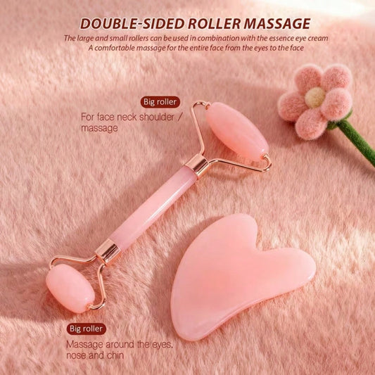 2pcs Pink Heart-Shaped Roller Massager, Suitable For Face And Back Massage, No Battery Required, Fragrance Beauty Device, Facial Massage Tool| Elegant Design| Gua Sha Tool