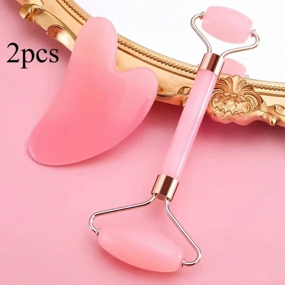 2pcs Pink Heart-Shaped Roller Massager, Suitable For Face And Back Massage, No Battery Required, Fragrance Beauty Device, Facial Massage Tool| Elegant Design| Gua Sha Tool