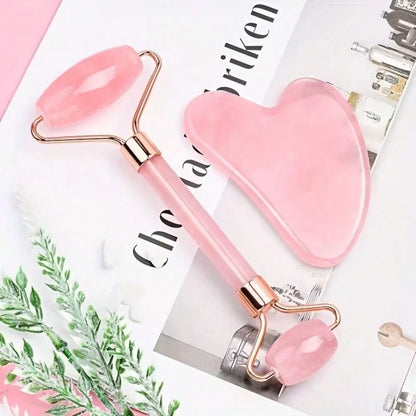 2pcs Pink Heart-Shaped Roller Massager, Suitable For Face And Back Massage, No Battery Required, Fragrance Beauty Device, Facial Massage Tool| Elegant Design| Gua Sha Tool