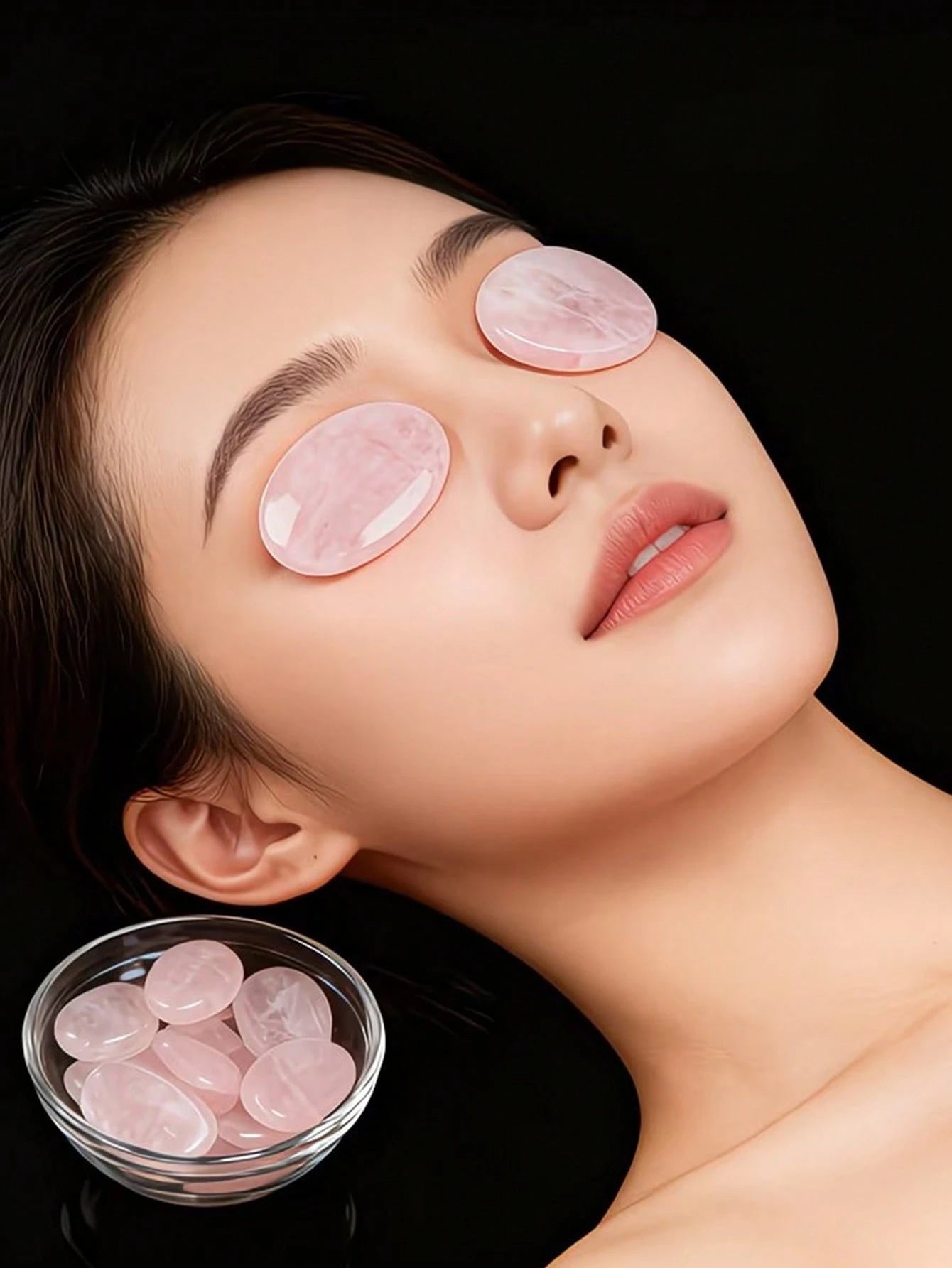2pcs Pink Stone Massage Pads Eye Skin Care Tool Eye Mask Cold & Hot Massage Suitable For Home Office Leisure Outdoor Travel Portable Use