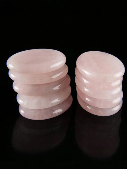 2pcs Pink Stone Massage Pads Eye Skin Care Tool Eye Mask Cold & Hot Massage Suitable For Home Office Leisure Outdoor Travel Portable Use