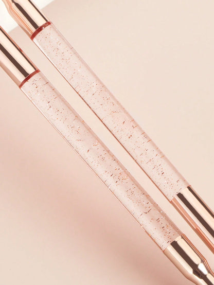 2pcs Pink Transparent Handle Dual-Headed Eyebrow & Eyelash Brush Makeup Tools,Eyebrow Brush,Eyeshadow Brush,Spoolie,Spoolie Brush,Giveaways