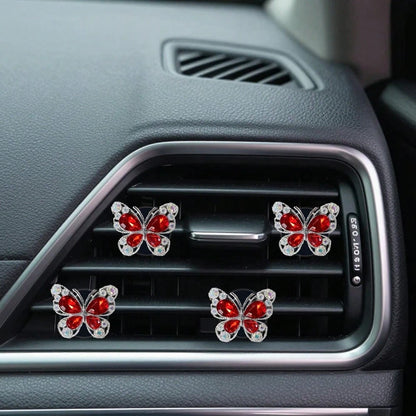 2pcs Rhinestone Butterfly Heart Car Air Vent Clip, Fashionable Cute Car Accessories, Unscented- For Decorative Use Only. Stylish Design| Lightweight, Colorful Car Decor