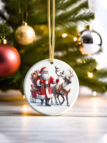 2pcs Santa Claus & Reindeer DIY UV DTF Transfer Stickers, Winter Merry Christmas Theme For Mugs, Coffee Cups, Tumblers, Laptops, Phone Cases, Greeting Cards, Illustrations, Junk Journals, Planners, Sc