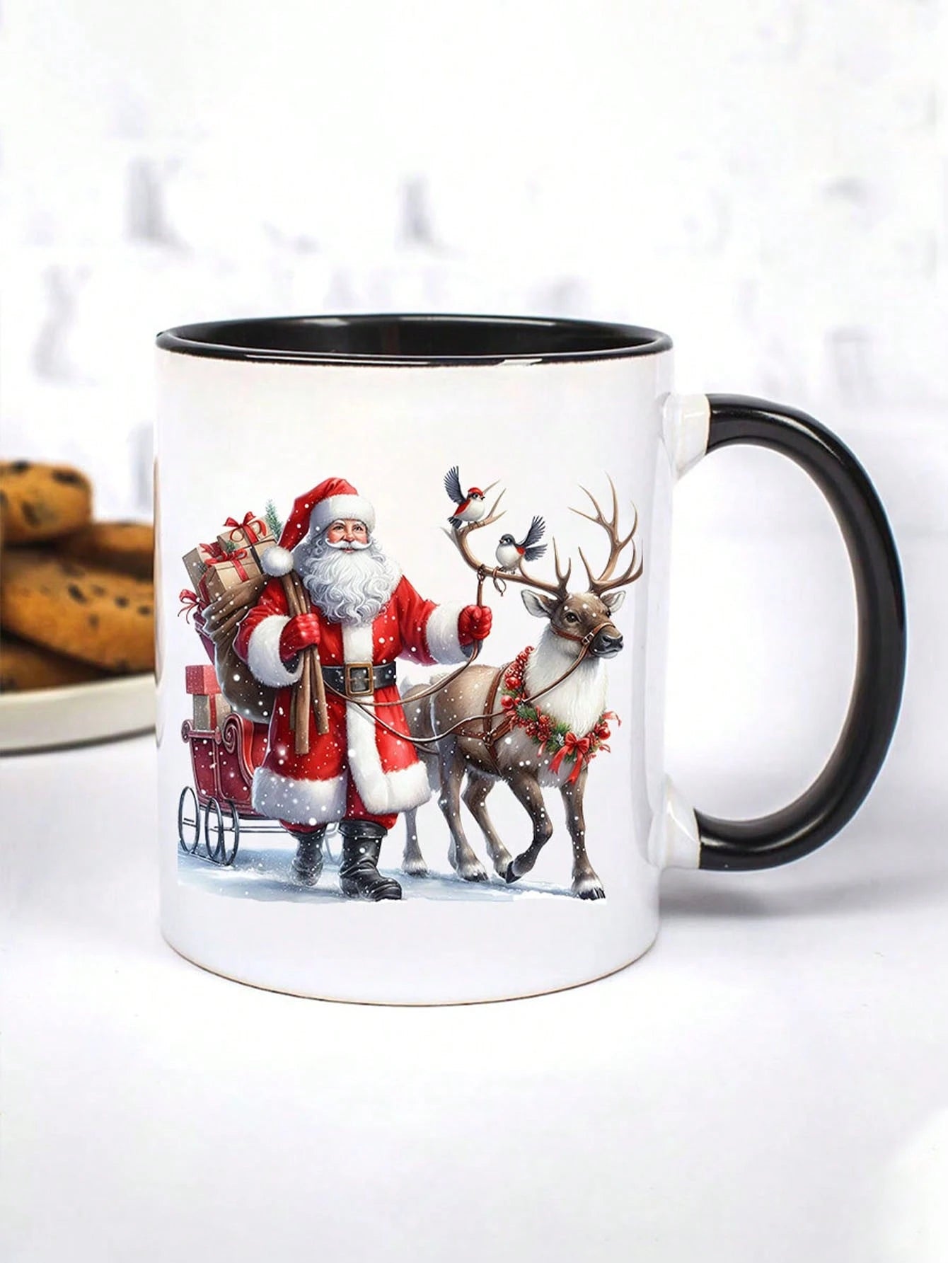 2pcs Santa Claus & Reindeer DIY UV DTF Transfer Stickers, Winter Merry Christmas Theme For Mugs, Coffee Cups, Tumblers, Laptops, Phone Cases, Greeting Cards, Illustrations, Junk Journals, Planners, Sc