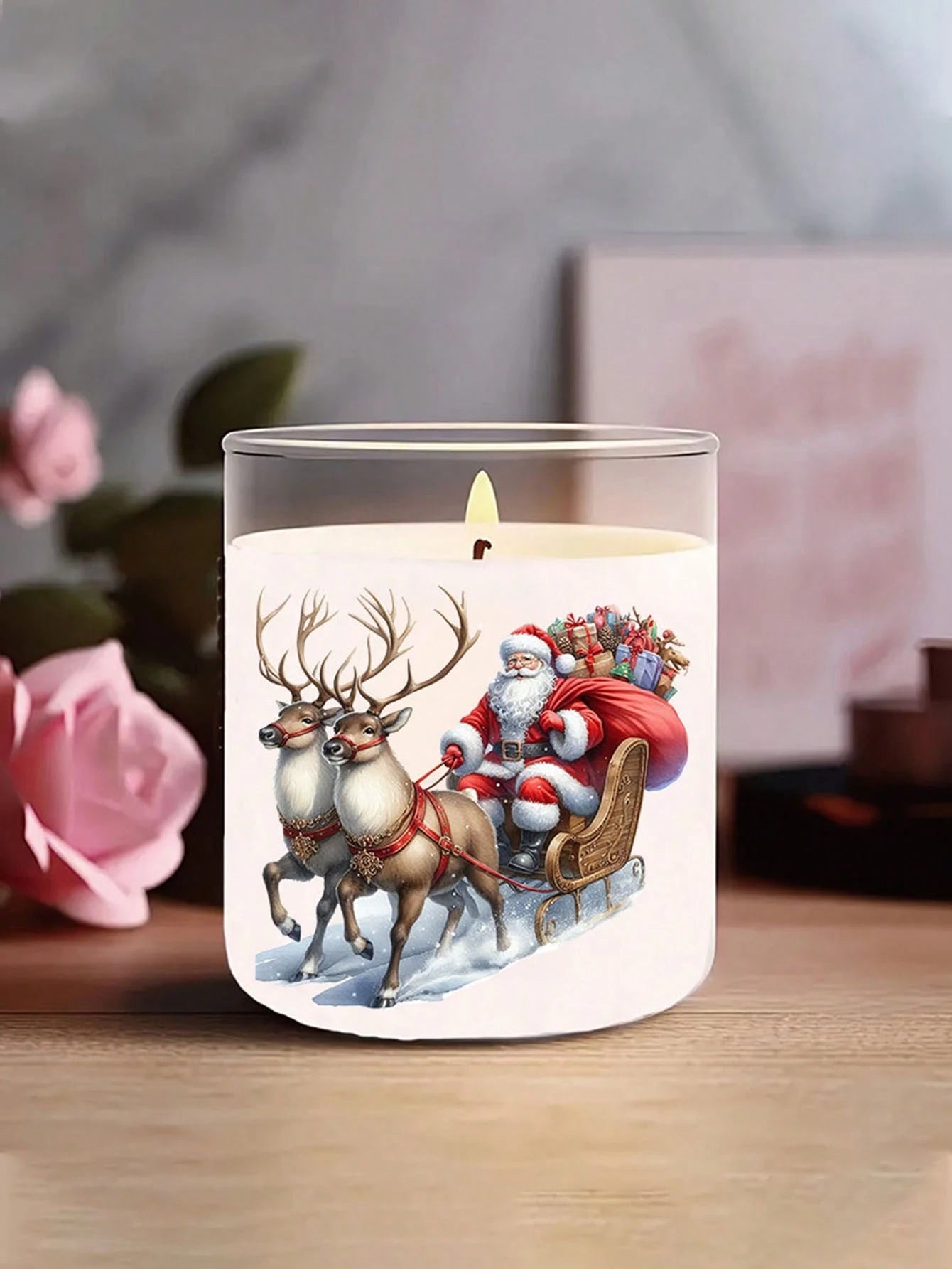 2pcs Santa Claus & Reindeer DIY UV DTF Transfer Stickers, Winter Merry Christmas Theme For Mugs, Coffee Cups, Tumblers, Laptops, Phone Cases, Greeting Cards, Illustrations, Junk Journals, Planners, Sc