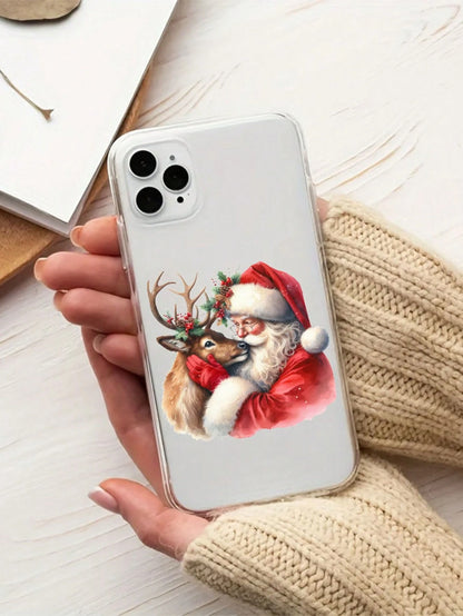 2pcs Santa Claus & Reindeer DIY UV DTF Transfer Stickers, Winter Merry Christmas Theme For Mugs, Coffee Cups, Tumblers, Laptops, Phone Cases, Greeting Cards, Illustrations, Junk Journals, Planners, Sc