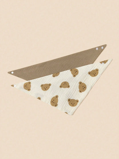 2pcs/Set Baby Bib With Little Bear Print