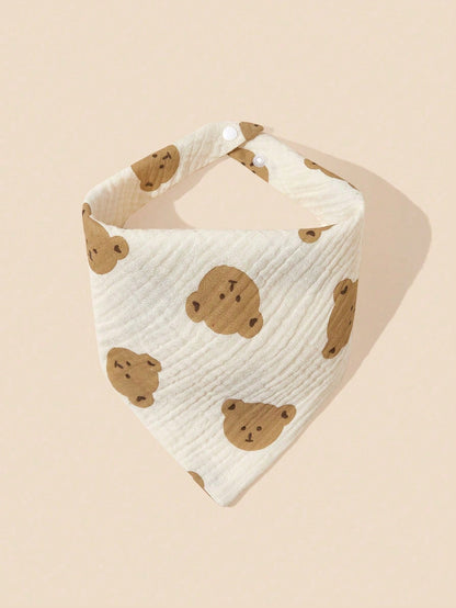 2pcs/Set Baby Bib With Little Bear Print