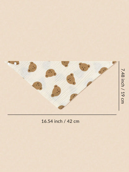 2pcs/Set Baby Bib With Little Bear Print