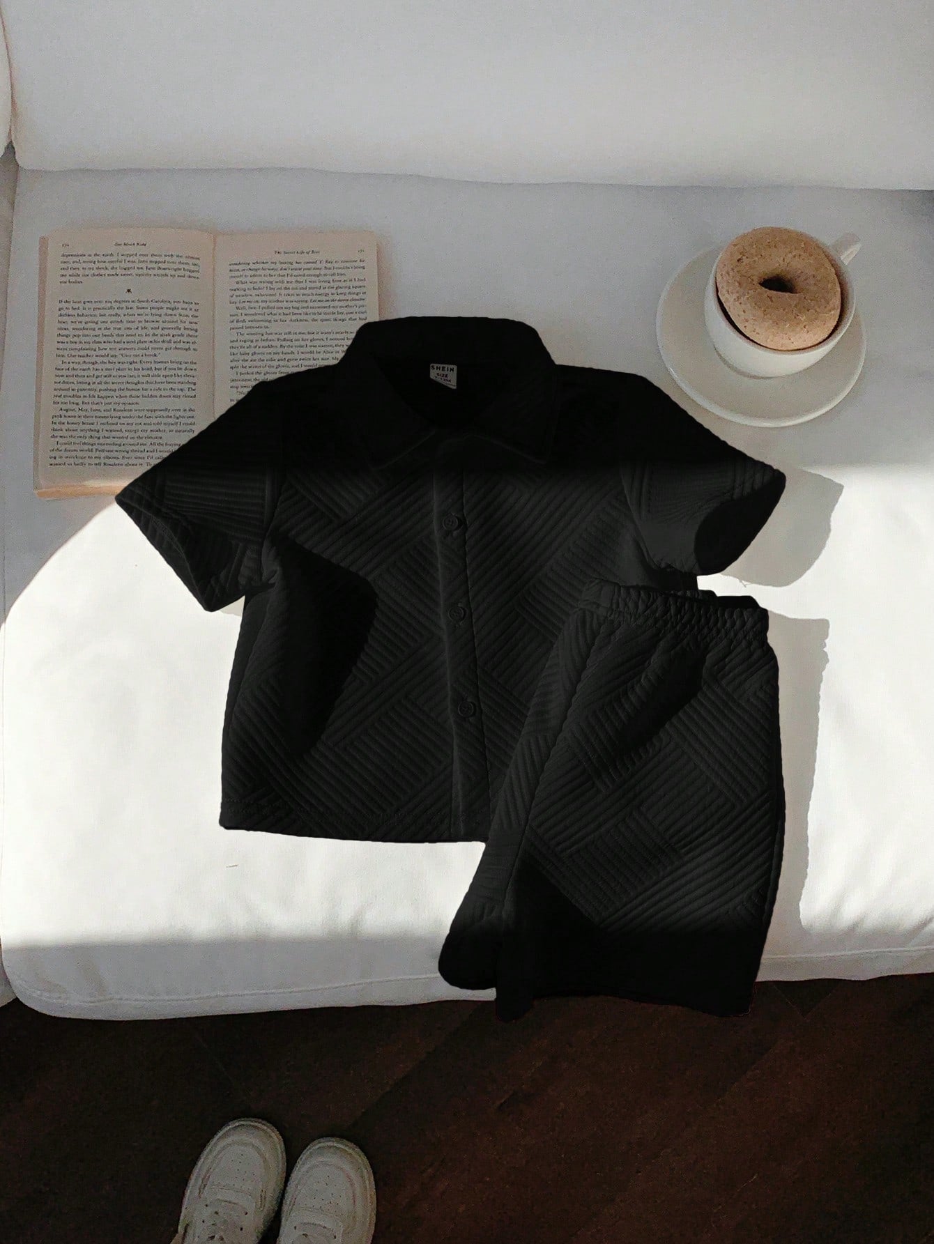 2pcs/Set Baby Boy Cute Knit Black Polo Shirt & Shorts Set,Summer Casual Vacation Outfit For Birthday Party,Performance,Wedding,Baptism & Celebration