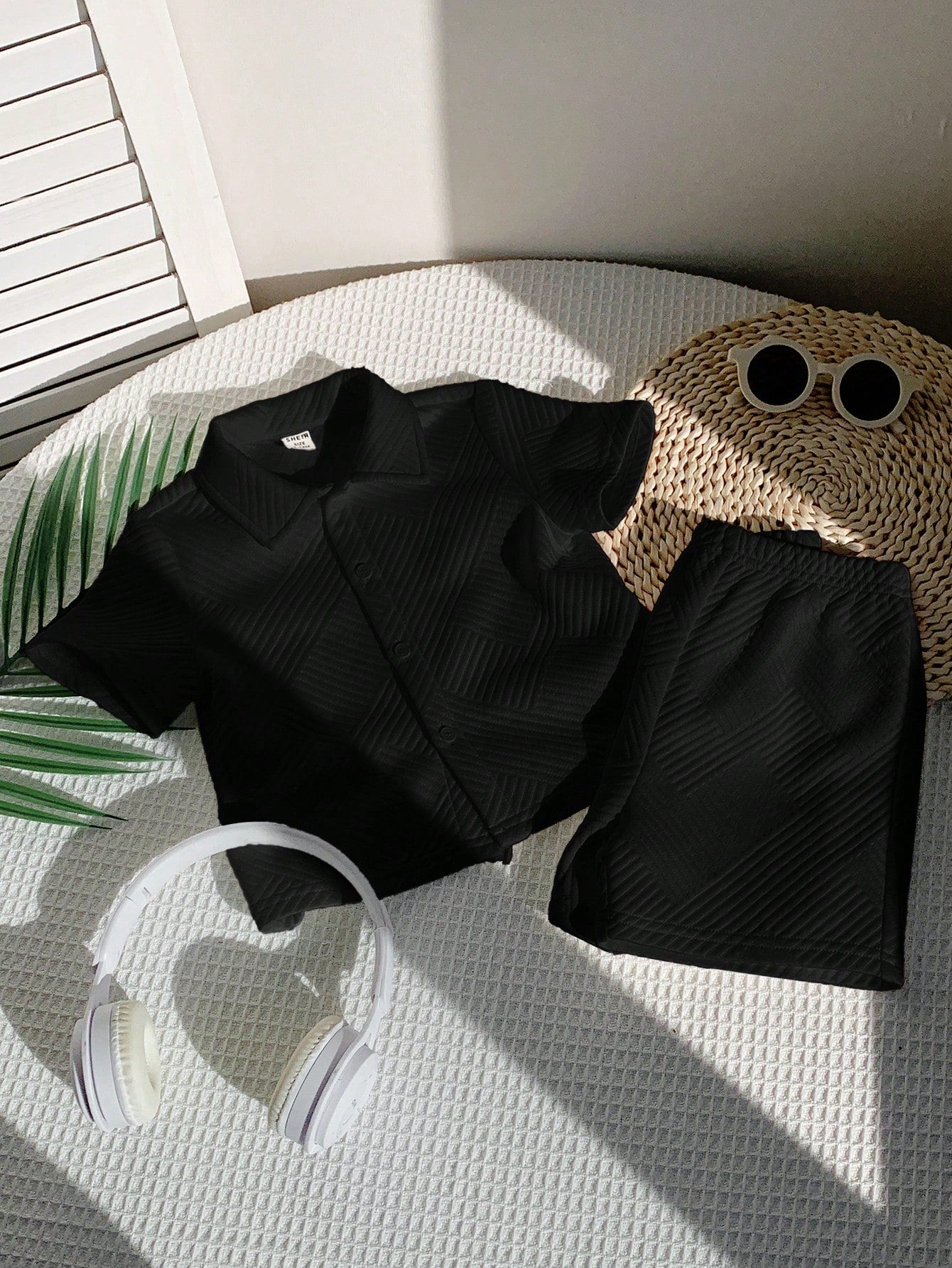 2pcs/Set Baby Boy Cute Knit Black Polo Shirt & Shorts Set,Summer Casual Vacation Outfit For Birthday Party,Performance,Wedding,Baptism & Celebration