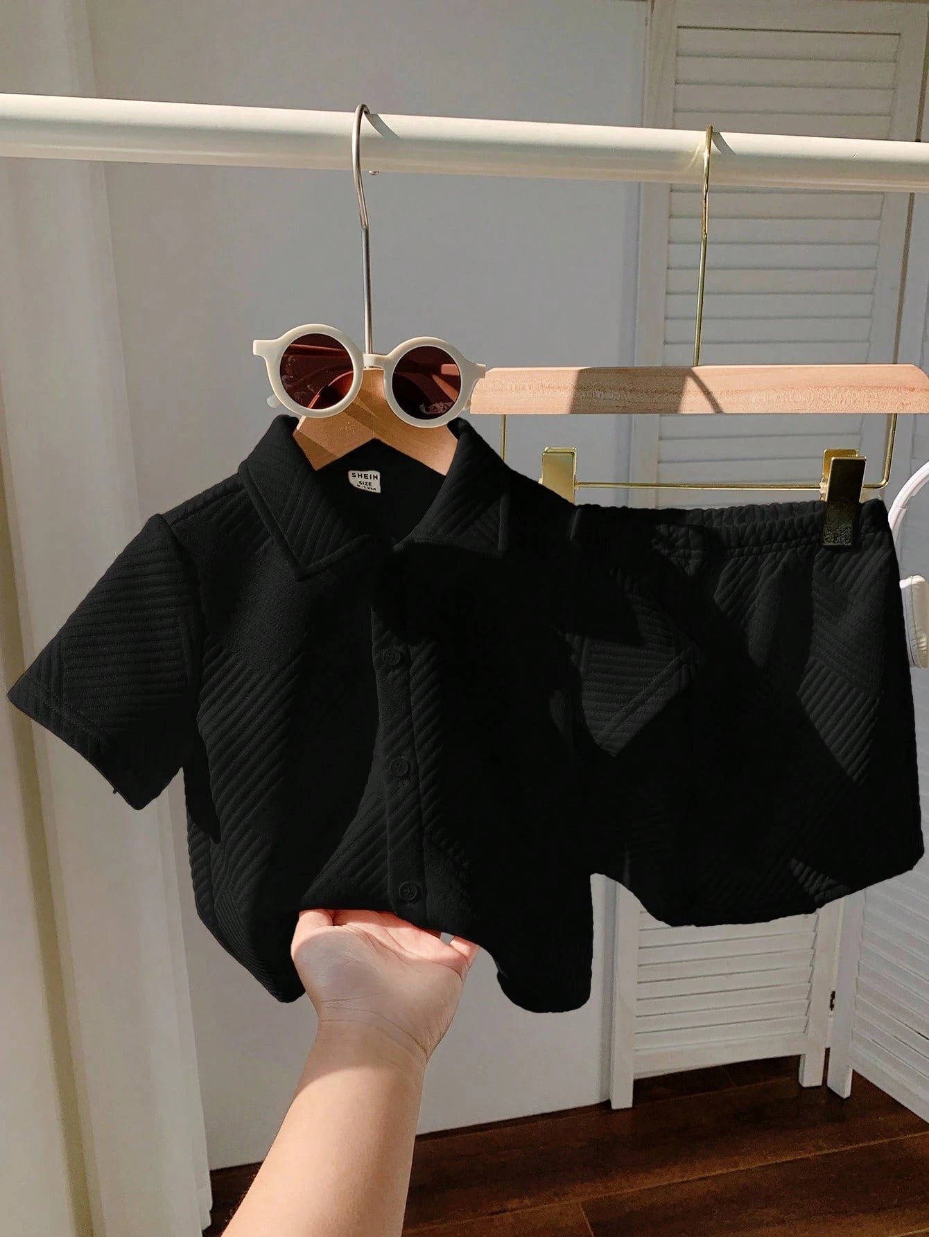 2pcs/Set Baby Boy Cute Knit Black Polo Shirt & Shorts Set,Summer Casual Vacation Outfit For Birthday Party,Performance,Wedding,Baptism & Celebration