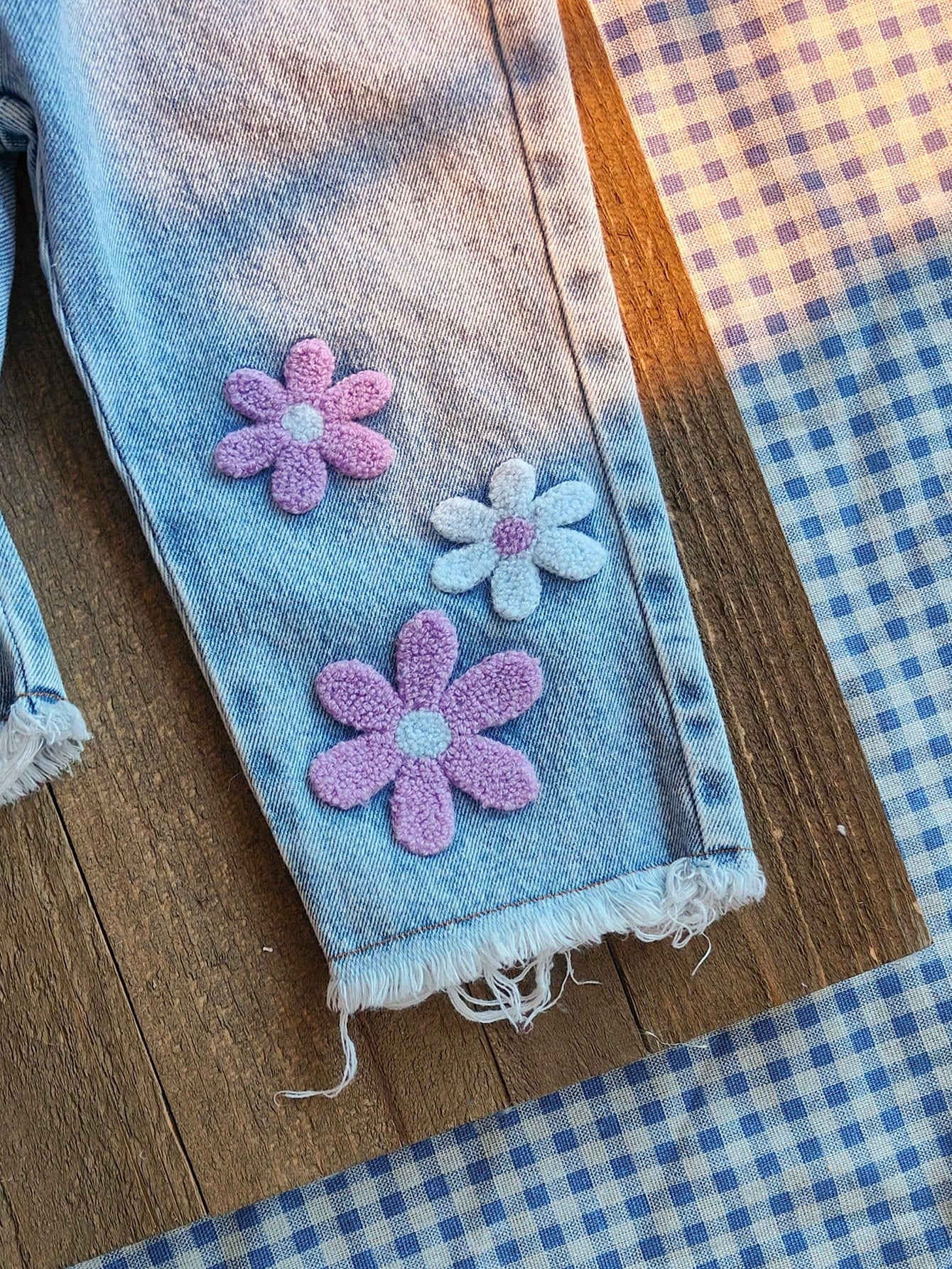 2pcs/Set Baby Girl Purple Autumn Outfits Cute Modest Matching Family Knitted Long Sleeve Top & Floral Embroidered Denim Jeans Spring Fall Baby Girl Clothes