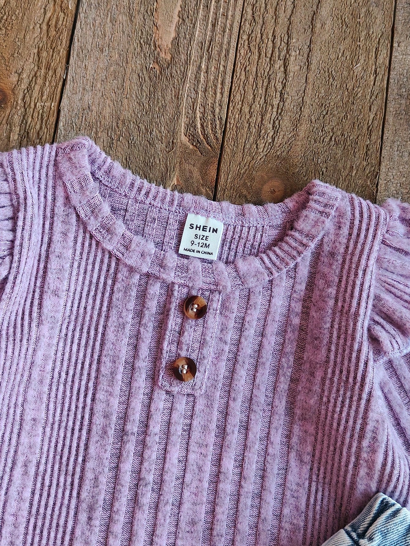 2pcs/Set Baby Girl Purple Autumn Outfits Cute Modest Matching Family Knitted Long Sleeve Top & Floral Embroidered Denim Jeans Spring Fall Baby Girl Clothes