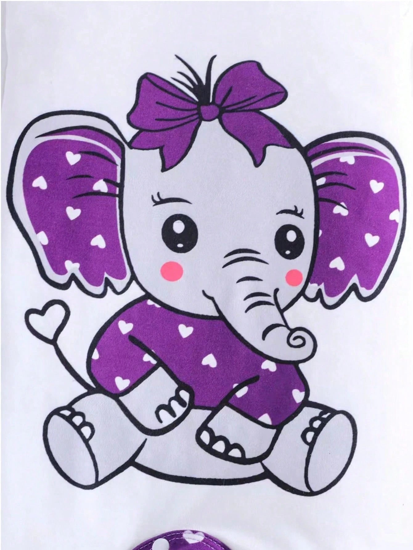 2pcs/Set Baby Girls' Heart & Elephant Print Long Sleeve Romper, All Season