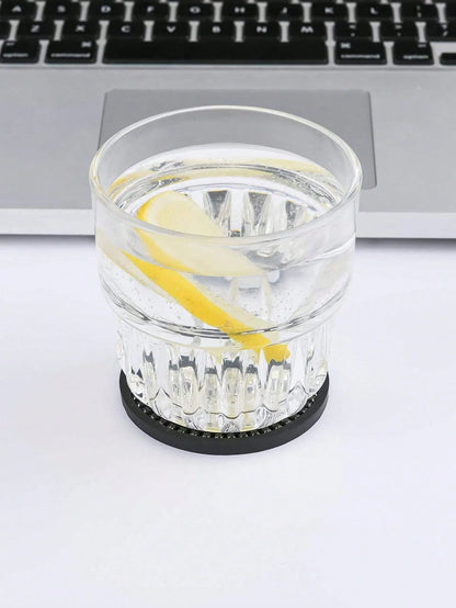 2pcs Set Black Diamond Studded Car Cup Holder Anti-Slip Coaster