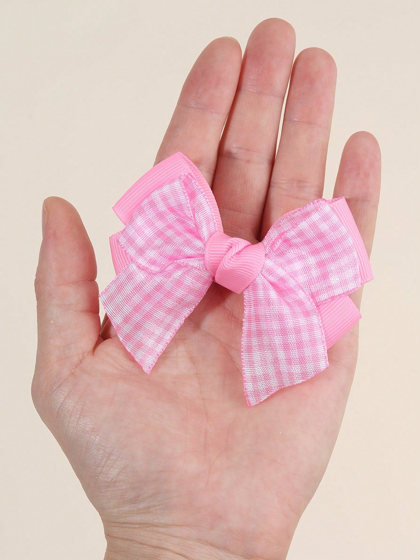 2pcs/Set Girls Pink Bow Hair Clips, Cute Pink Plaid Alligator Hair Clips, Soft Satin Bow Hair Clips, Sweet Elegant Casual Hair Accessories, Birthday Gift For Girls & Babies