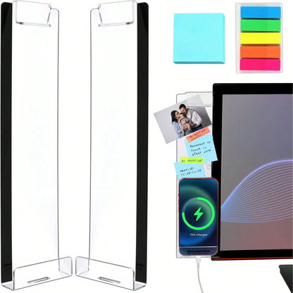 2pcs/Set Office Desk Accessories, Computer Monitor Message Board, Memo Pad Holder, Unisex Home Decor, Cork Board, Pin Board, Vision Board, Back To School