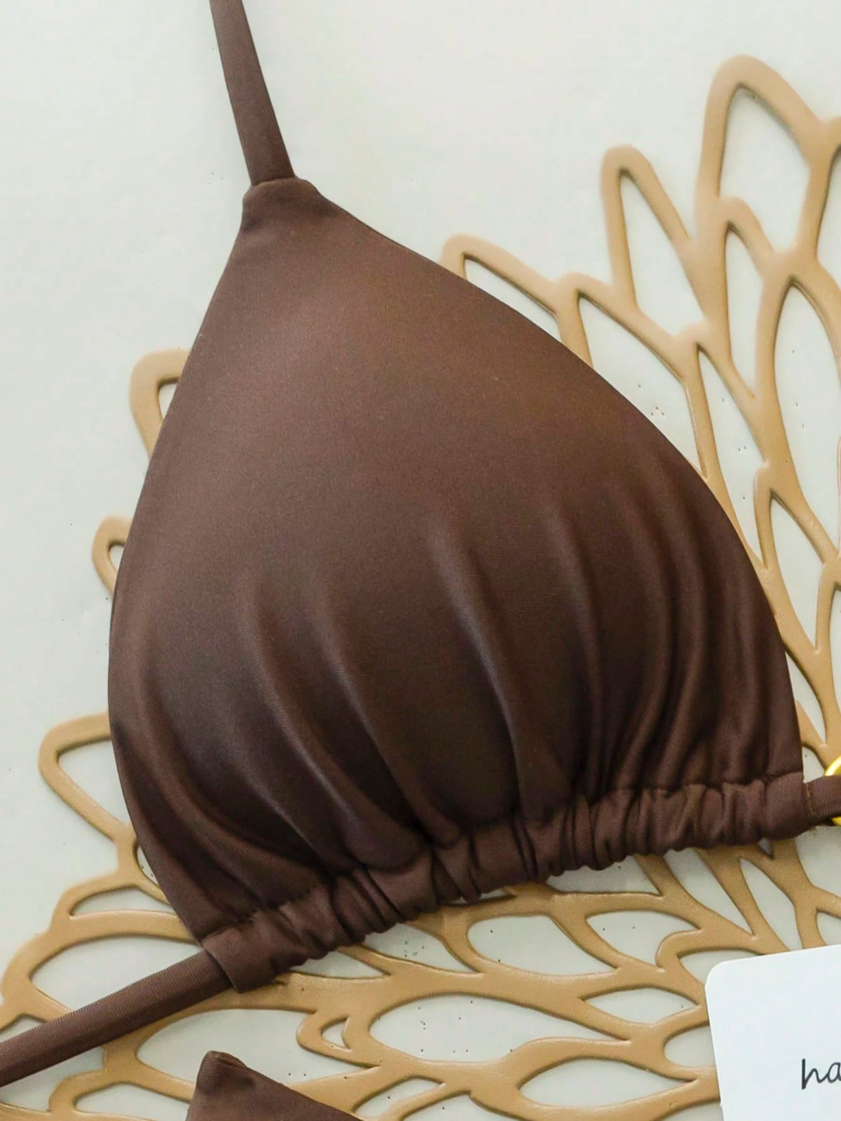 2pcs/Set Solid Color Sexy Tie Back Bikini Swimwear For Women, Summer Beach, Stage And Performance Vacation Brown, Pool Party