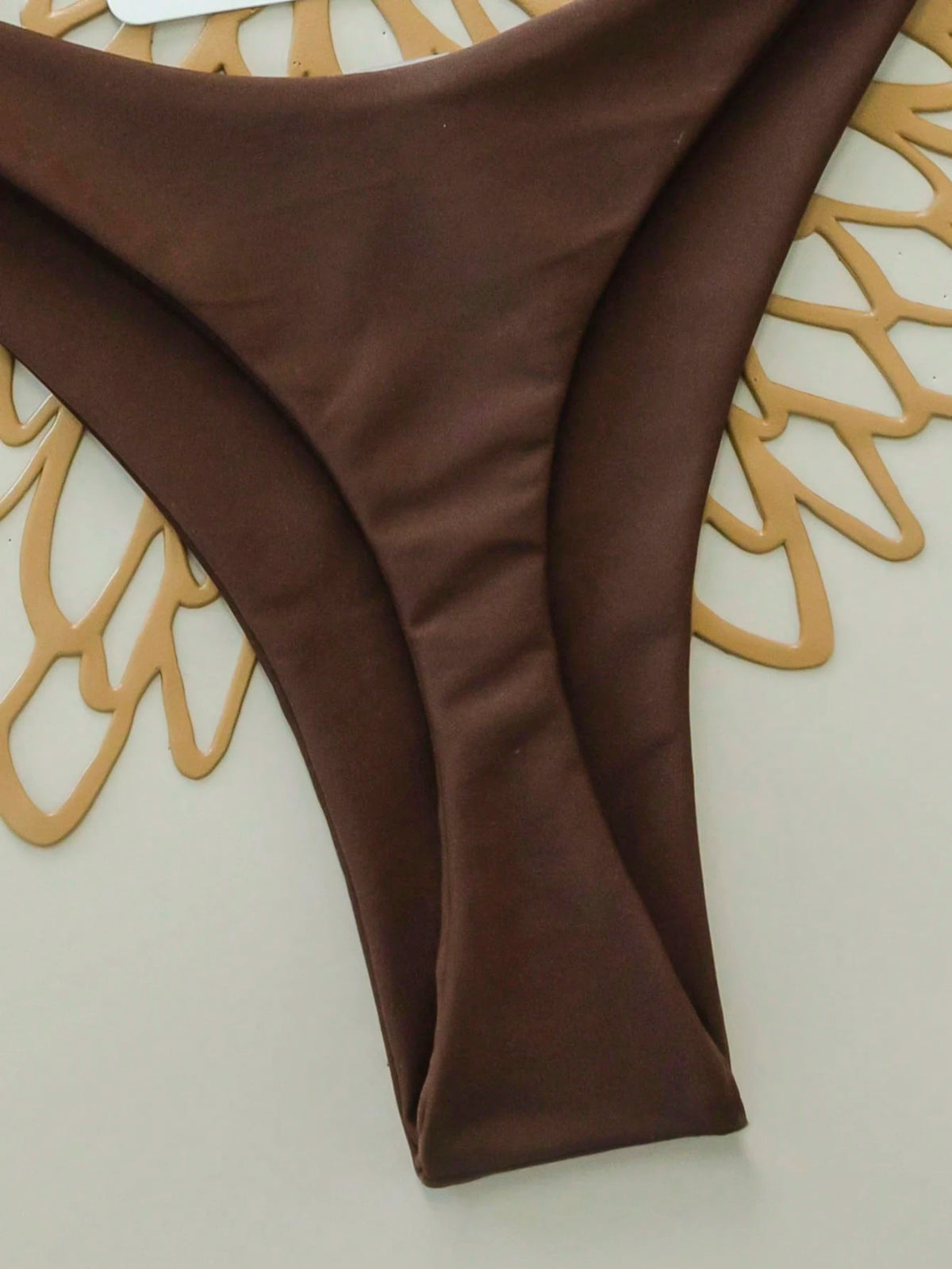 2pcs/Set Solid Color Sexy Tie Back Bikini Swimwear For Women, Summer Beach, Stage And Performance Vacation Brown, Pool Party