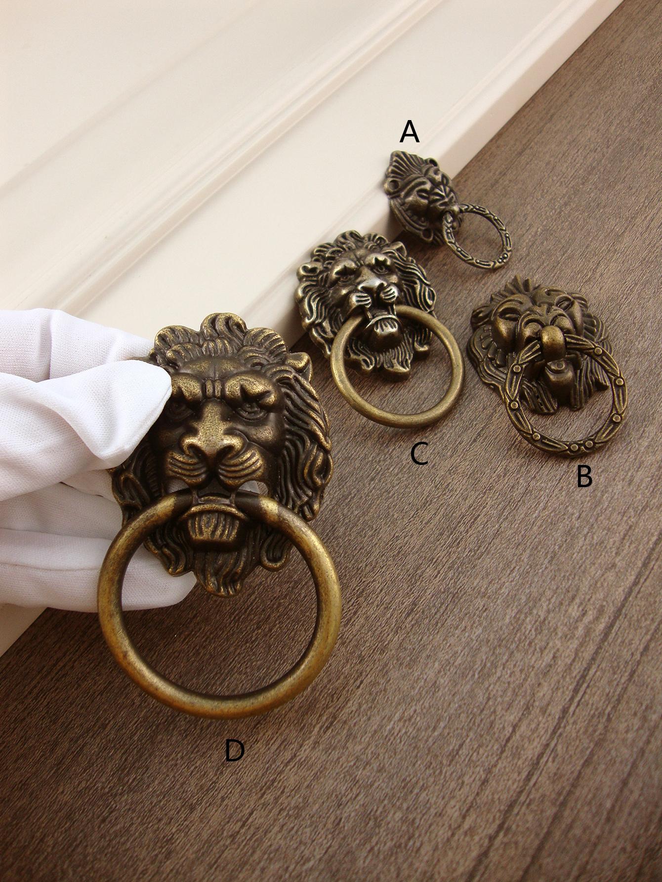 2pcs/set Zinc Alloy Drawer Knob, Creative Lion Head Design Drawer Pull For Cabinet