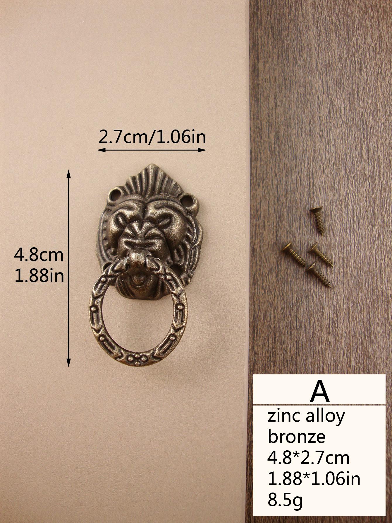 2pcs/set Zinc Alloy Drawer Knob, Creative Lion Head Design Drawer Pull For Cabinet