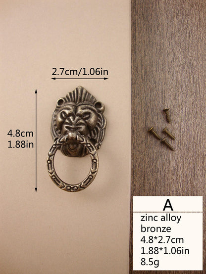 2pcs/set Zinc Alloy Drawer Knob, Creative Lion Head Design Drawer Pull For Cabinet