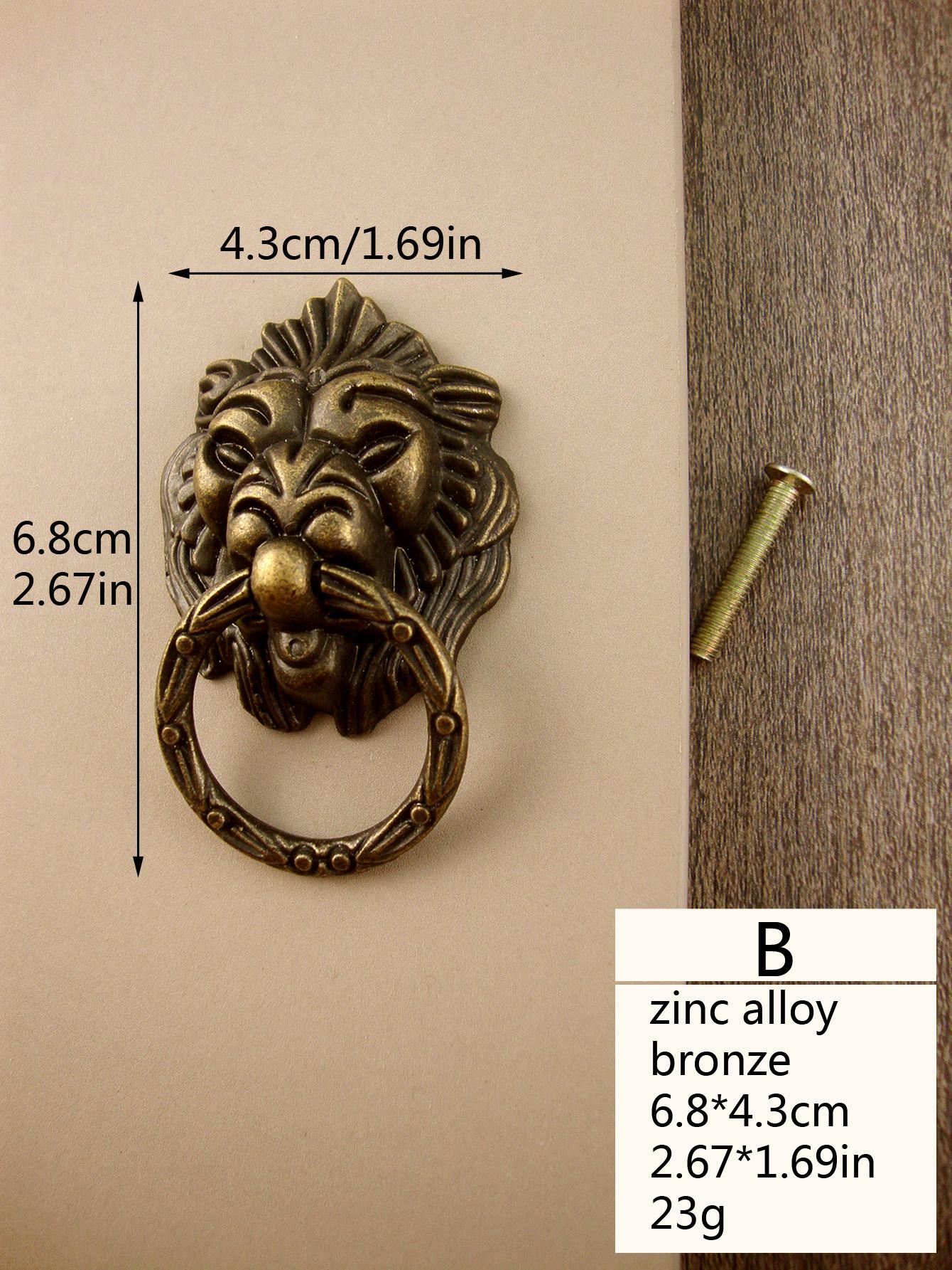 2pcs/set Zinc Alloy Drawer Knob, Creative Lion Head Design Drawer Pull For Cabinet