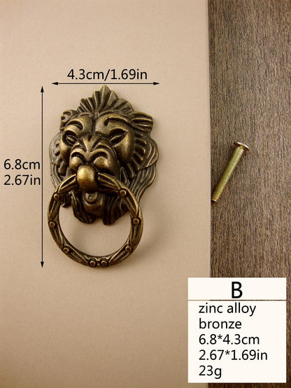2pcs/set Zinc Alloy Drawer Knob, Creative Lion Head Design Drawer Pull For Cabinet