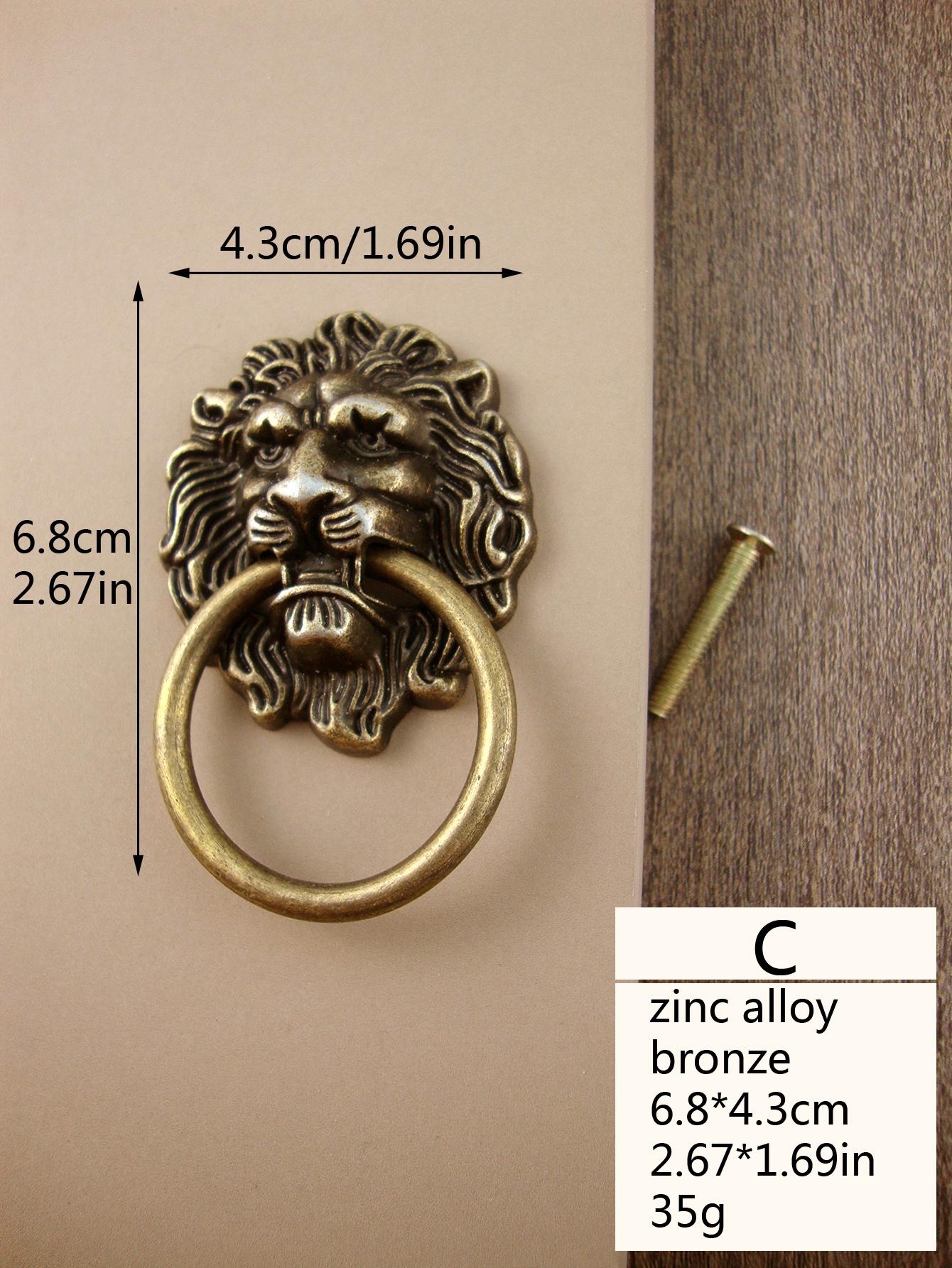 2pcs/set Zinc Alloy Drawer Knob, Creative Lion Head Design Drawer Pull For Cabinet