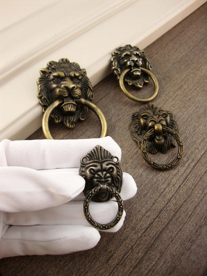 2pcs/set Zinc Alloy Drawer Knob, Creative Lion Head Design Drawer Pull For Cabinet