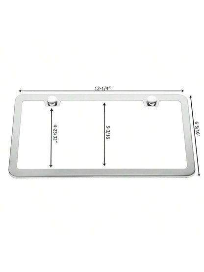 2pcs Stainless Steel American Car License Plate Holders,Smooth Narrow Edge Design,Come With 2 Packs Of Screw Kits