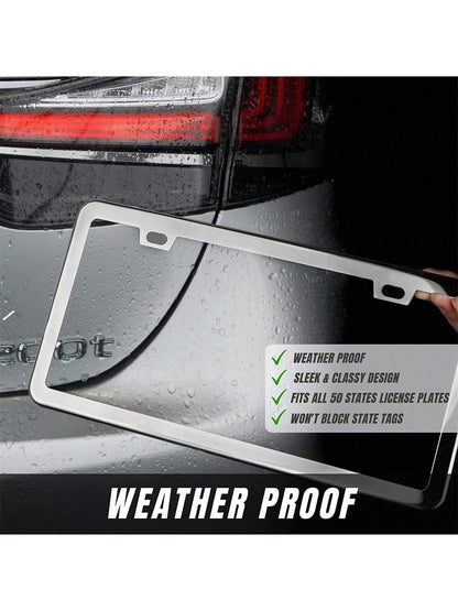 2pcs Stainless Steel American Car License Plate Holders,Smooth Narrow Edge Design,Come With 2 Packs Of Screw Kits