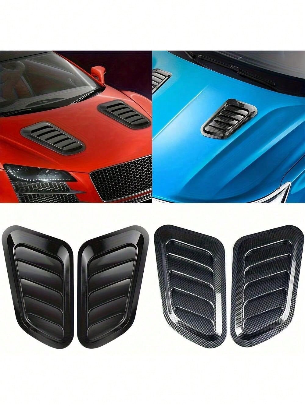 2pcs Universal New Car Windshield Fake Ventilation Cover Car Hood Decoration Sticker Car Exterior Decoration Ventilation Vent Modification Sticker